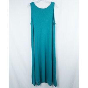 J Jill Sleeveless Slub Knit Maxi Dress M Petite Mediterranean Pockets Stretch